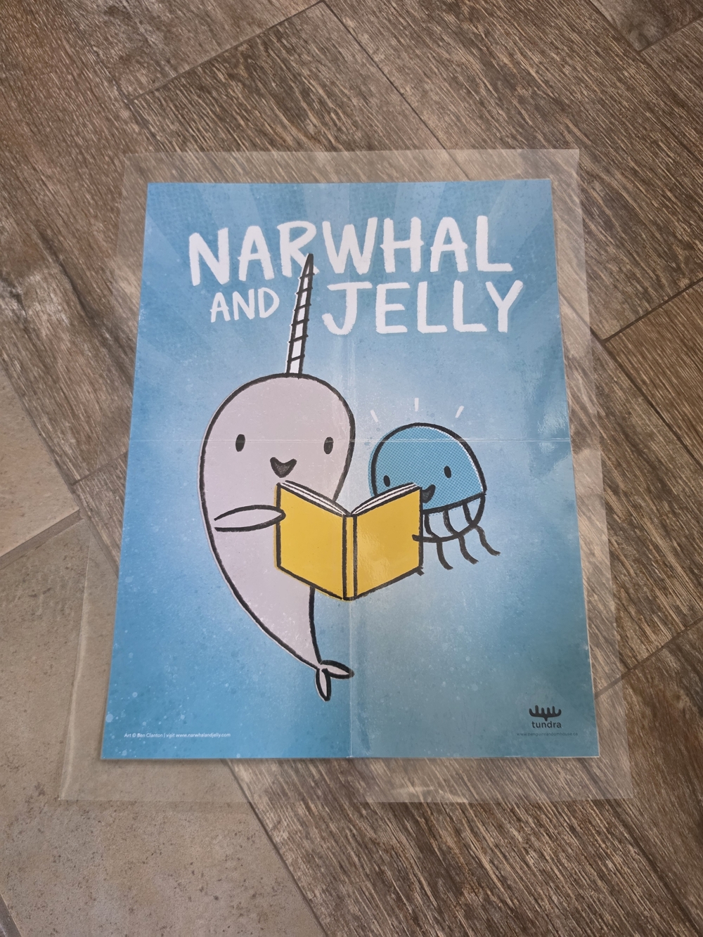 Tundra Narwhal and Jellybook Blue Poster with Yellow Book